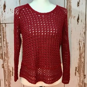 LUCKY BRAND Crochet Top Swimsuit Cover Up Burgandy